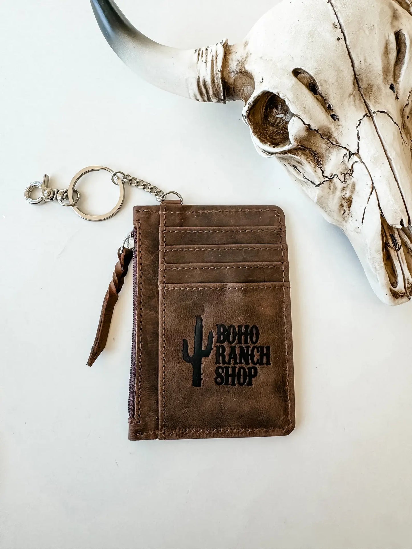 THUNDERBIRD COWHIDE LEATHER KEYCHAIN