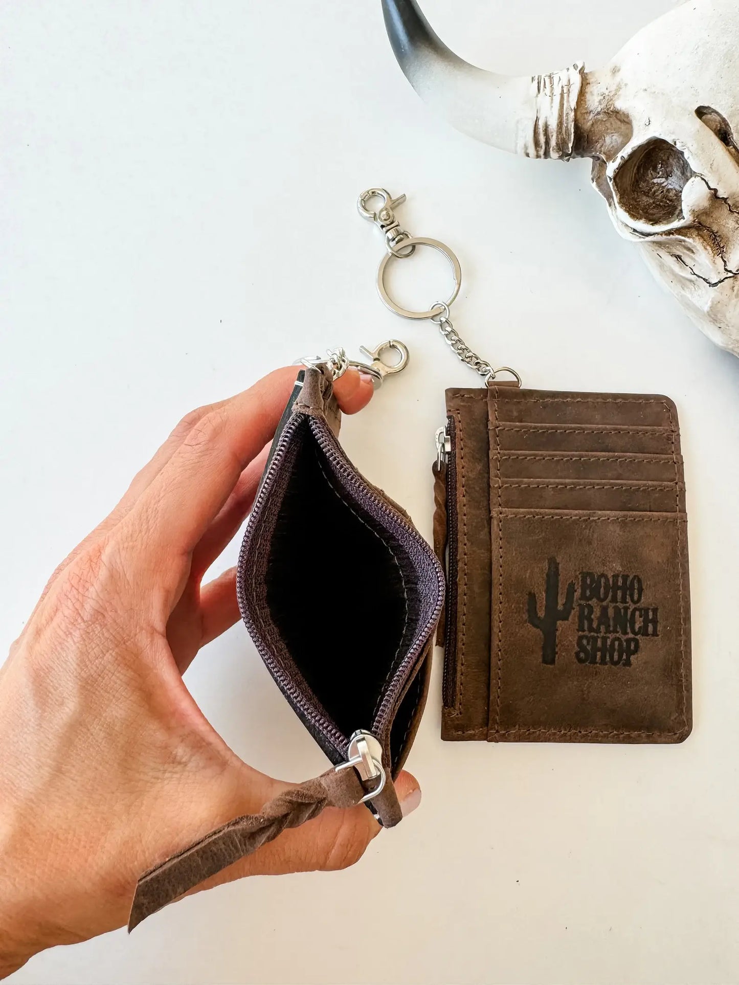 THUNDERBIRD COWHIDE LEATHER KEYCHAIN