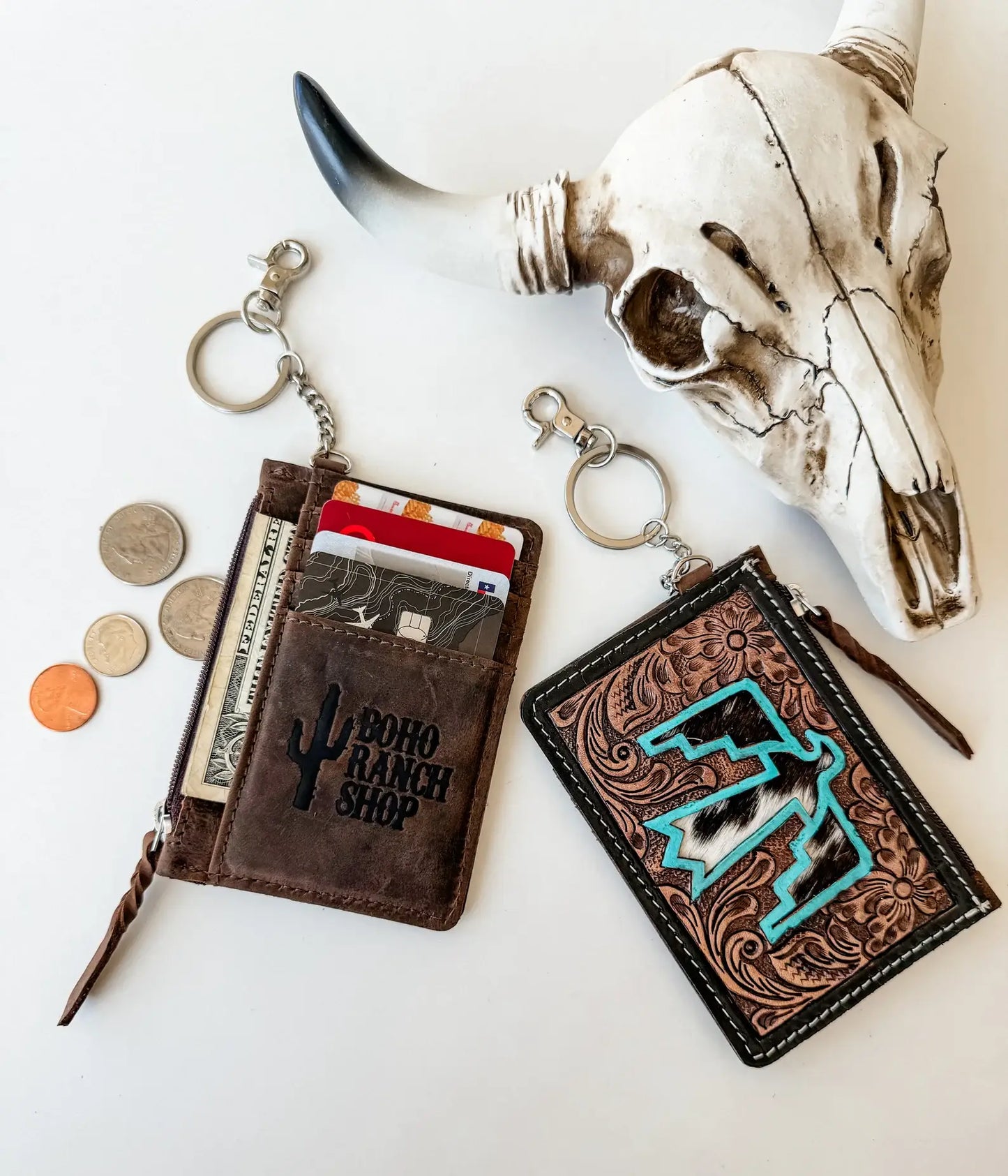 THUNDERBIRD COWHIDE LEATHER KEYCHAIN