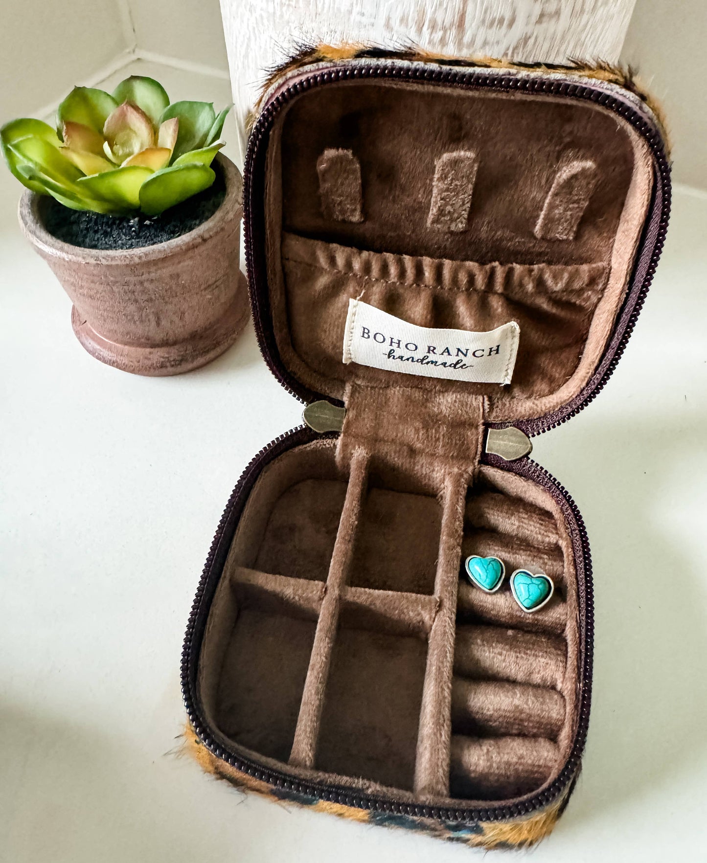 MINI COWHIDE JEWELRY BOX : LEOPARD + RAINBOW SPECS