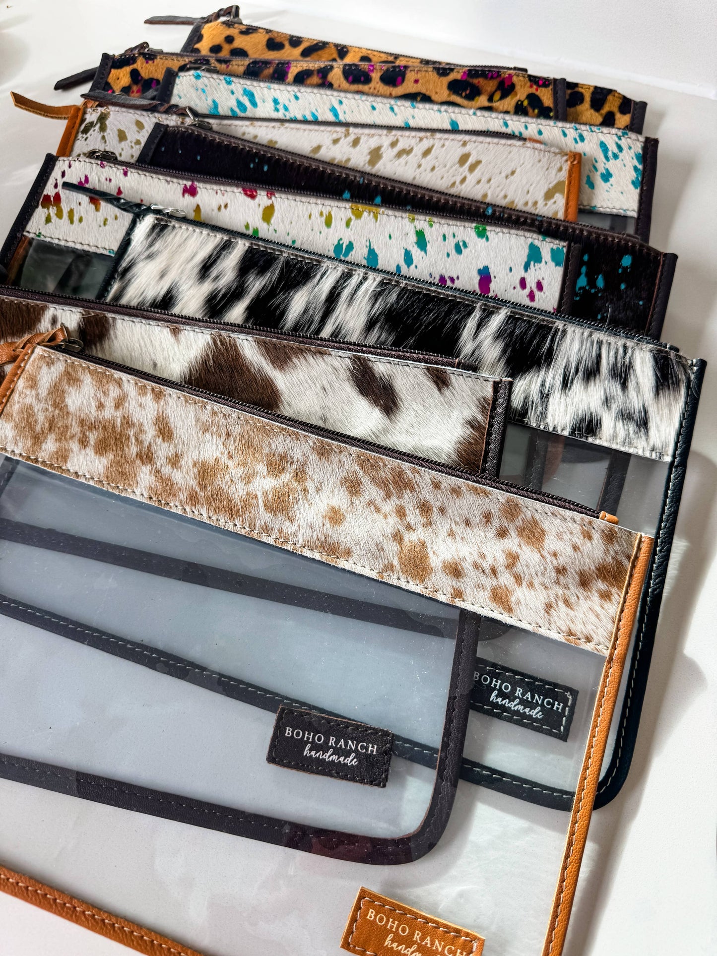 LEOPARD + RAINBOW CLEAR COWHIDE CARRY ALL