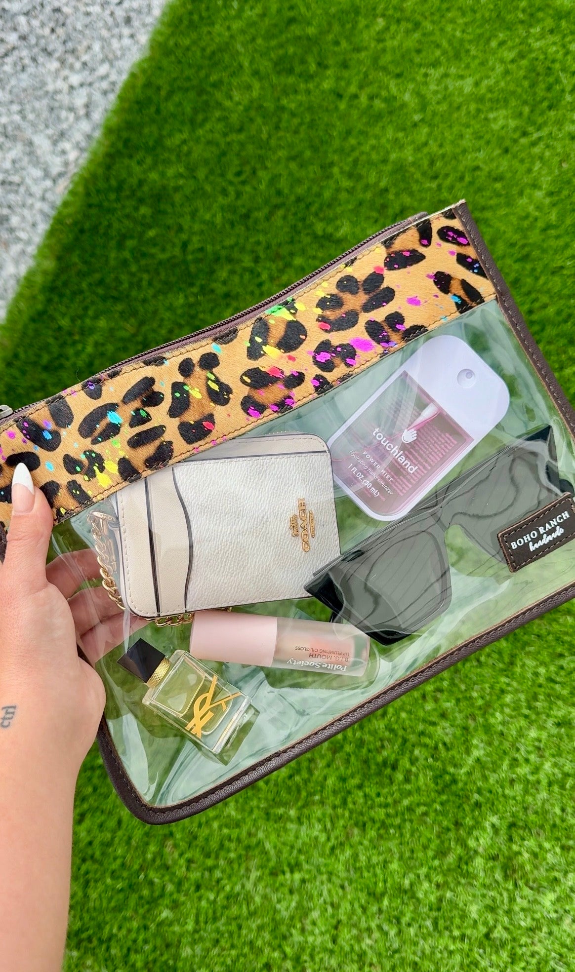 LEOPARD + RAINBOW CLEAR COWHIDE CARRY ALL