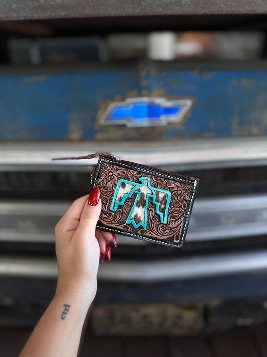 THUNDERBIRD COWHIDE LEATHER KEYCHAIN