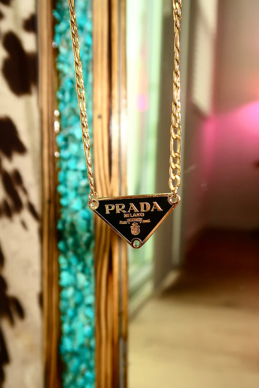UPCYCLED PRADA STATEMENT NECKLACE-BLACK 🖤