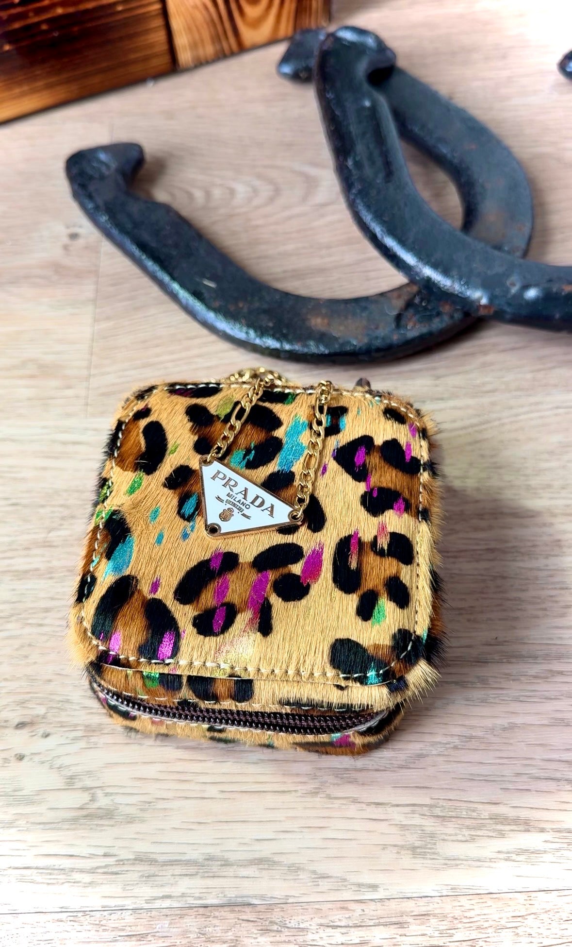 MINI COWHIDE JEWELRY BOX : LEOPARD + RAINBOW SPECS