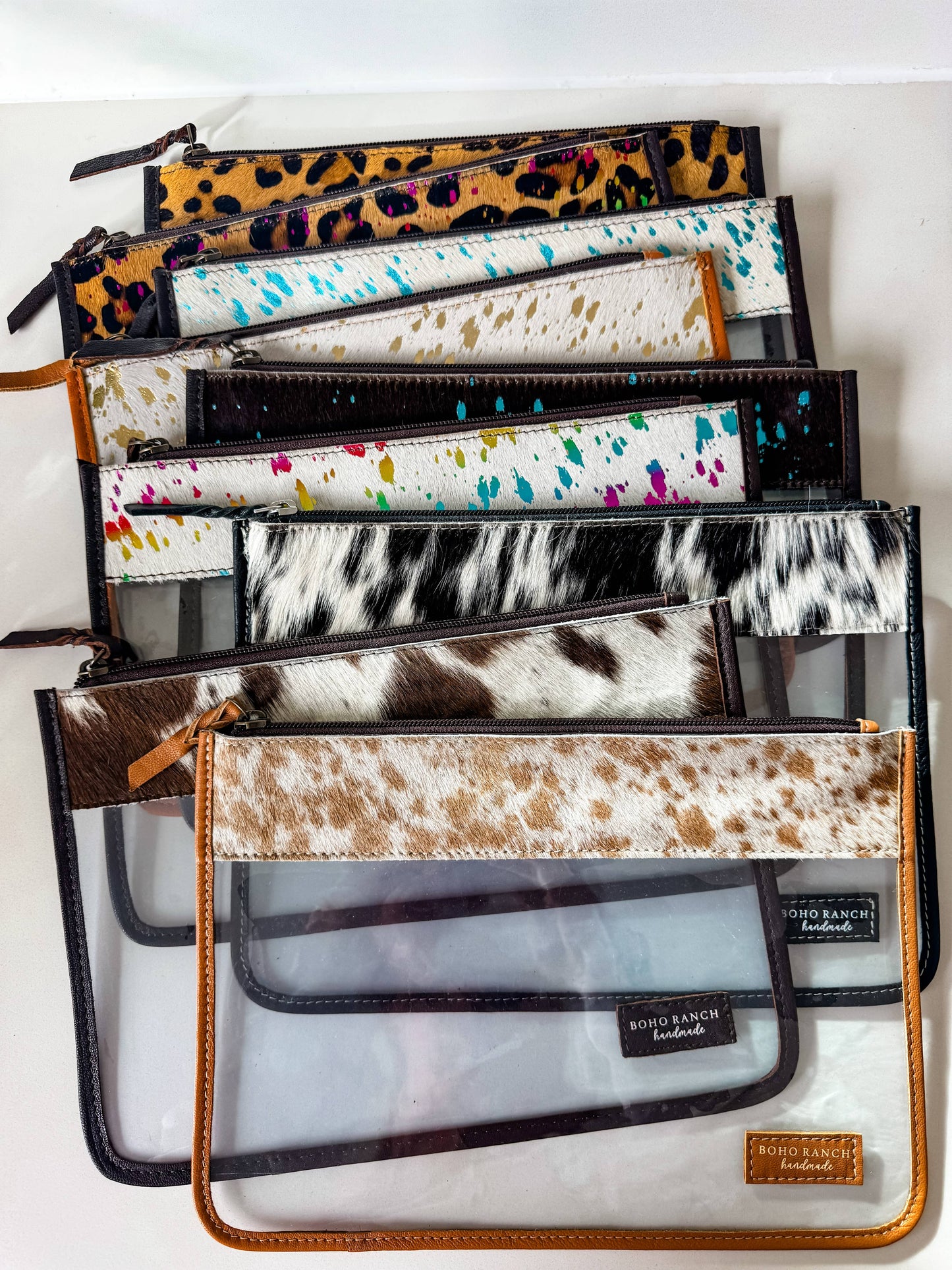 LEOPARD + RAINBOW CLEAR COWHIDE CARRY ALL