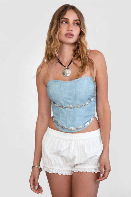 DUSTY TRAILS PU LEATHER CORSET TOP